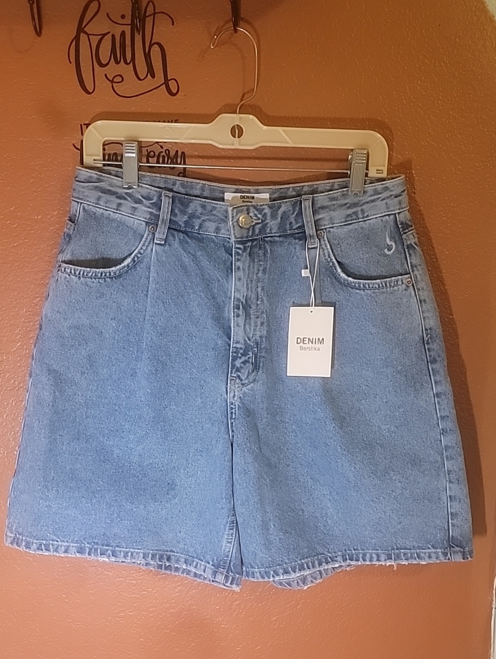 Bershka Light Blue High-Waist Denim Mini Skirt